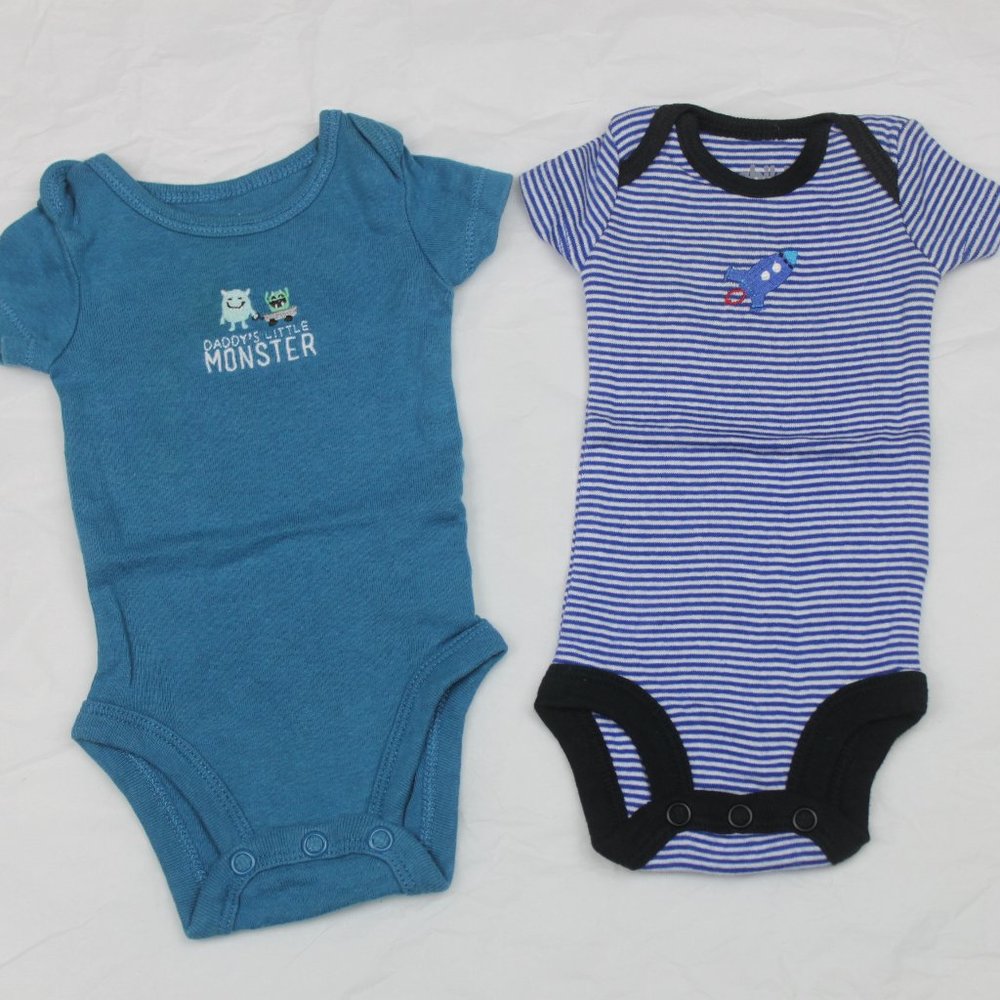 Lot Of 2 Short Sleeve Bodysuits with Embroidery